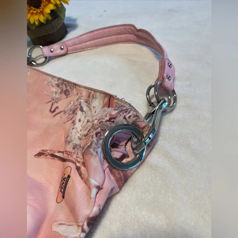 Kings PINK Floral Shoulder Bag Pink Satin Purse Y2K - Picture 3 of 9